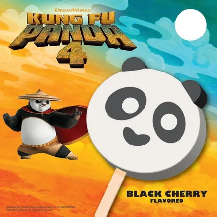 Kung Fu Panda 4 black cherry panda-face bar menu panel.
