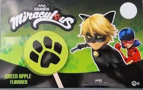 Miraculous Cat Noir green apple bar menu panel with a paw-print pop.