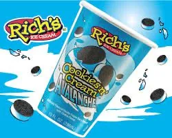 Rich's Cookies n' Cream Avalanche cup menu panel.