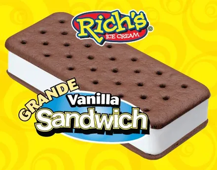 Rich's Grande Vanilla ice cream sandwich menu panel.