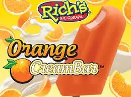 Rich's Orange Cream Bar menu panel with orange slices.