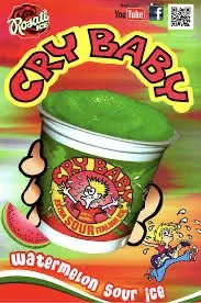 Rosati Cry Baby watermelon sour ice menu panel.