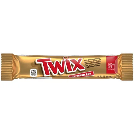 Twix Ice Cream Bar in its gold wrapper.